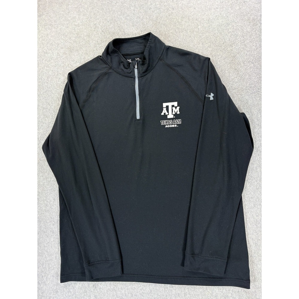 Texas A&M Aggies Under‎ Armour 1/4 Zip Screened Campus Pullover (Men's XL) Black